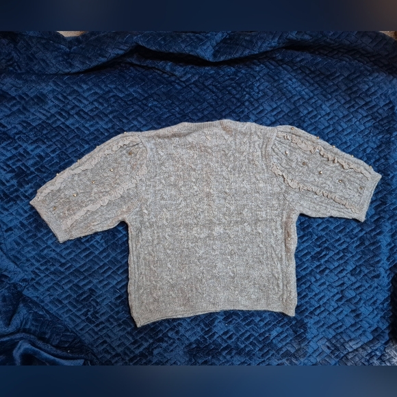 Anthropologie Maeve Short Sleeve Embellished Ruffle Cardigan Size M, New! - Picture 13 of 15